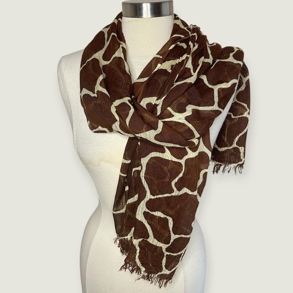 UNBRANDED Brown Animal Print Pashmina Wrap - Picture 4 of 6